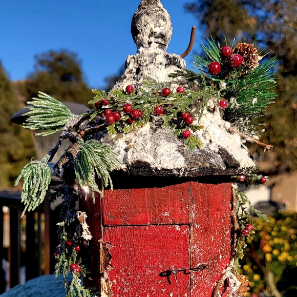 Christmas Winter Birdhouse Farmhouse Table Decor Bird Country Rustic - Picture 3 of 10